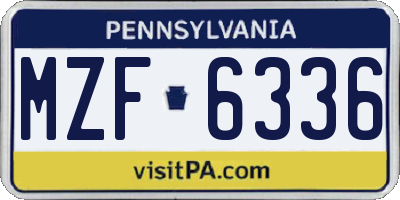 PA license plate MZF6336