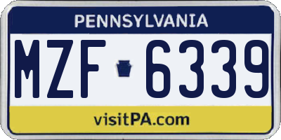 PA license plate MZF6339
