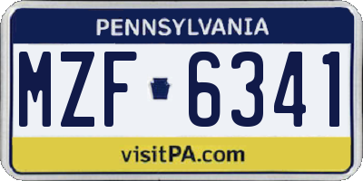 PA license plate MZF6341