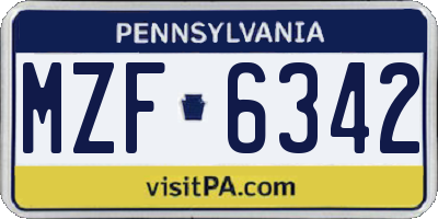 PA license plate MZF6342