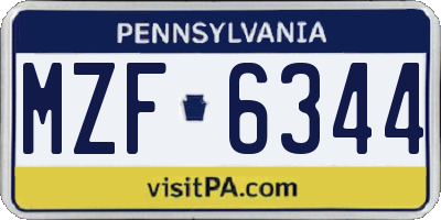 PA license plate MZF6344