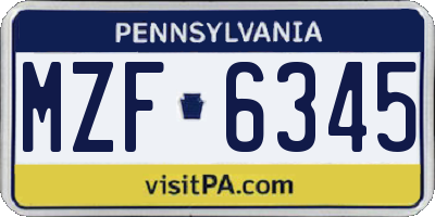 PA license plate MZF6345