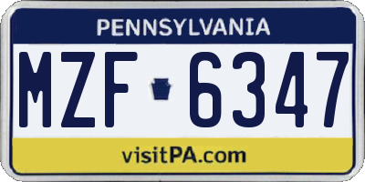 PA license plate MZF6347