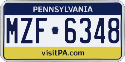 PA license plate MZF6348