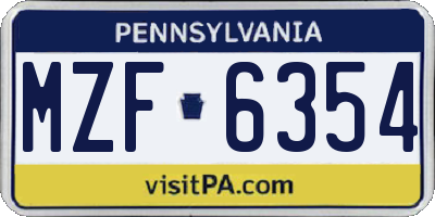 PA license plate MZF6354