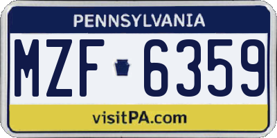 PA license plate MZF6359