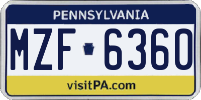 PA license plate MZF6360