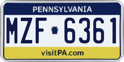 PA license plate MZF6361