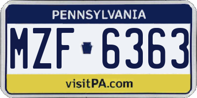 PA license plate MZF6363