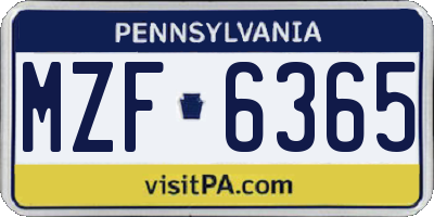 PA license plate MZF6365