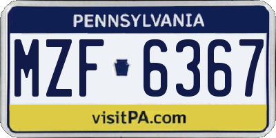 PA license plate MZF6367