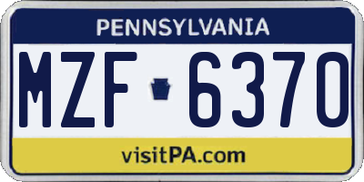 PA license plate MZF6370