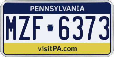 PA license plate MZF6373