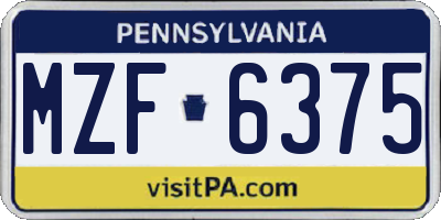 PA license plate MZF6375