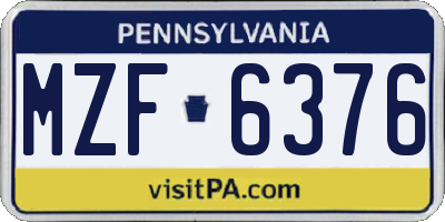 PA license plate MZF6376