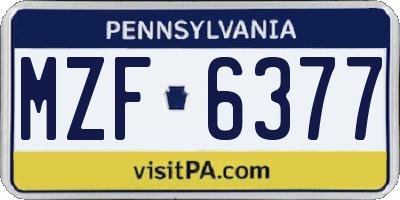 PA license plate MZF6377