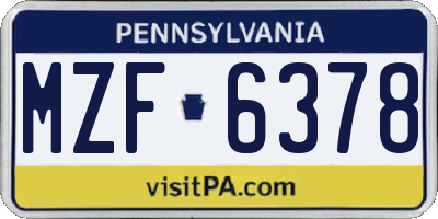 PA license plate MZF6378