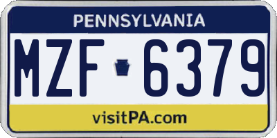 PA license plate MZF6379