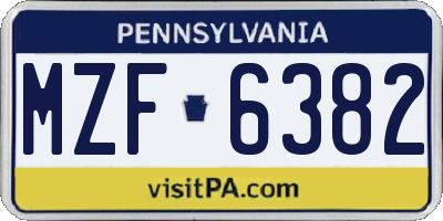 PA license plate MZF6382