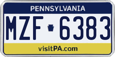 PA license plate MZF6383