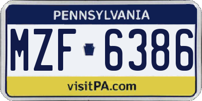 PA license plate MZF6386