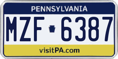 PA license plate MZF6387