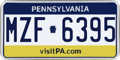 PA license plate MZF6395