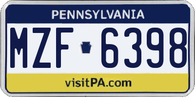 PA license plate MZF6398