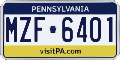 PA license plate MZF6401