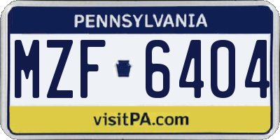 PA license plate MZF6404