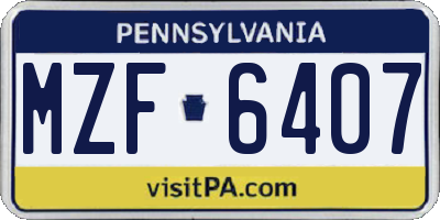 PA license plate MZF6407