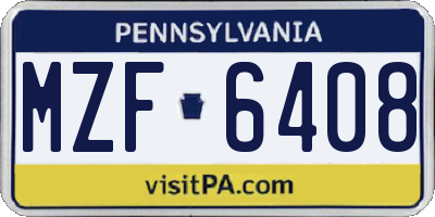 PA license plate MZF6408