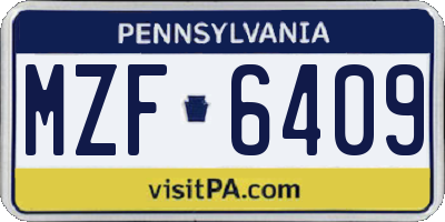 PA license plate MZF6409