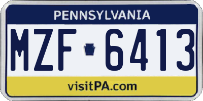 PA license plate MZF6413