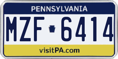 PA license plate MZF6414
