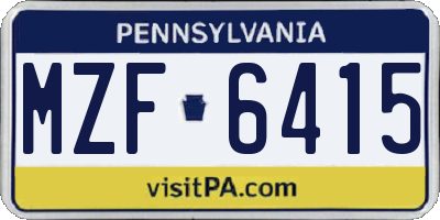 PA license plate MZF6415