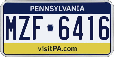 PA license plate MZF6416