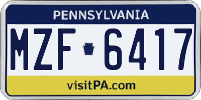 PA license plate MZF6417