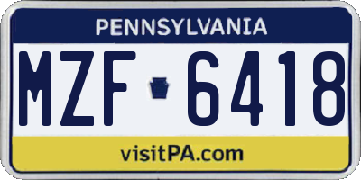 PA license plate MZF6418