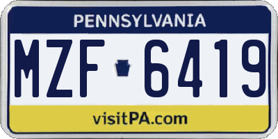 PA license plate MZF6419