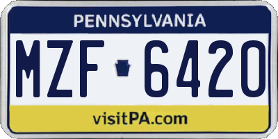 PA license plate MZF6420