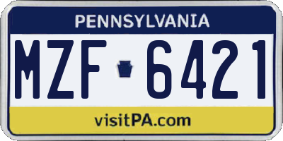 PA license plate MZF6421