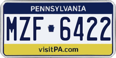 PA license plate MZF6422