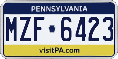 PA license plate MZF6423