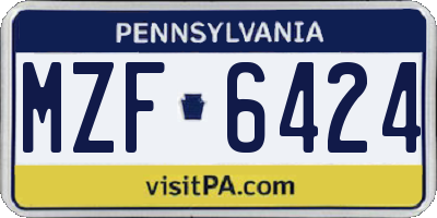 PA license plate MZF6424