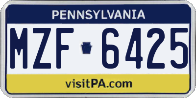 PA license plate MZF6425