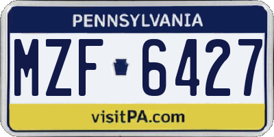 PA license plate MZF6427