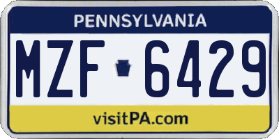 PA license plate MZF6429