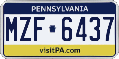 PA license plate MZF6437