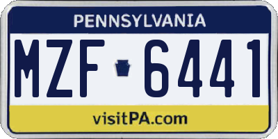 PA license plate MZF6441